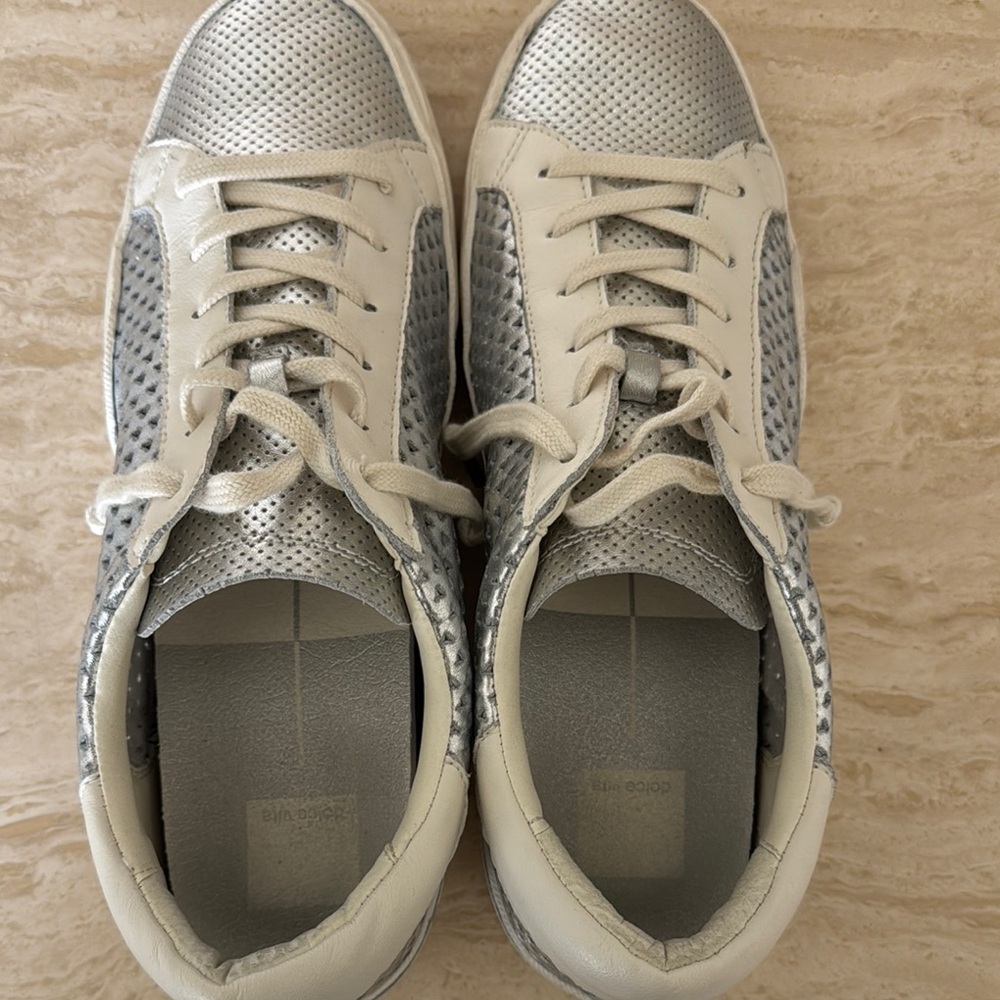 Dolce Vita Silver and Cream Sneakers